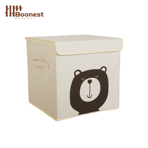 Contenitore portaoggetti in tessuto per bambini con coperchio integrato, scatola pieghevole con stampa <span class=keywords><strong>orsetto</strong></span> per l'organizzazione di giocattoli e libri nella cameretta - Product Image 6