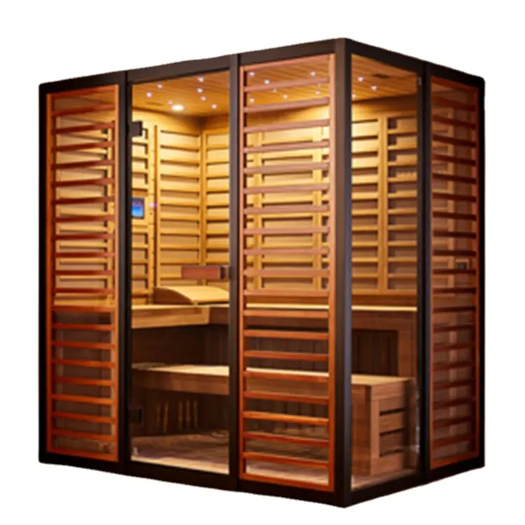 Hemlock interior de madera nueva moda de infrarrojos 4 hombre Sauna
