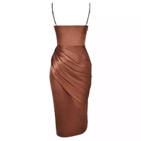 Robe mi-longue sexy pour femmes, pour les soirées d'été, les clubs, en soie, dos nu, moulante, fendue haute, tendance, drapée, à volants, robe mi-longue pour femmes