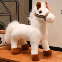 Adorable poupée cheval en peluche, quatre couleurs classiques, forme réaliste debout, tissu doux, belle décoration, cadeau parfait pour les enfants