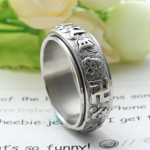 Titanium Steel Rotating <b>Ring</b> With Letter Pattern Unisex Fashion Jewelry Silver Color 23019 - Product Image 2