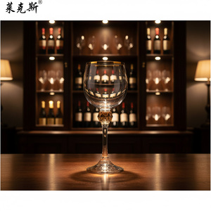 Copa de <span class=keywords><strong>Vino</strong></span> de Cristal <span class=keywords><strong>Blanco</strong></span> de Tallo Largo Hecha a Mano de Lujo con Borde Dorado Incrustado con Logotipo Personalizado al por Mayor, Copa de <span class=keywords><strong>Vino</strong></span> Tinto - Product Image 4