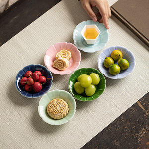 Chinese Style <b>Ceramic</b> Flower Shape Dessert <b>Plate</b> Set Handmade For Tea Party Dehua Origin - Product Image 1