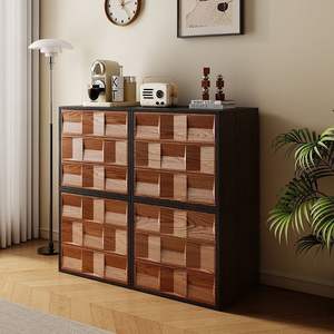 Armoire de rangement modulaire en bois massif pour salon, armoire de sol avec portes, design multifonctionnel à plusieurs niveaux - Product Image 4