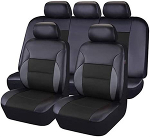 Universal Artificial Leather PU PVC 5-seat Car Circular Arc Sandwich Stitching <strong>Half</strong> Leather Seat Car <strong>Chair</strong> <strong>Cover</strong> - Product Image 1