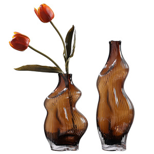 Modern Brown Irregular Glass <b>Vase</b> Creative Ins Water Culture Decorative <b>Vase</b> - Product Image 5