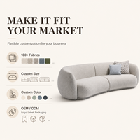 Modernes Luxus-Curved-Sofa 3-Sitzer Bouclé-Stoff Tiefe Sitzfläche Couch Wohnzimmermöbel für Zuhause und Hotel