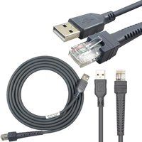 Cable de escáner de código de barras USB a RJ45 retráctil en espiral para Symbol Moto Zebr LS2208/DS2208/ LS4208/LS4478/DS9208/DS3578 2M 3M