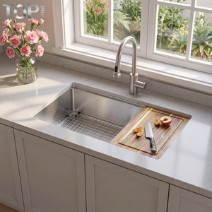 Fregadero de cocina moderno de acero inoxidable 304 para empotrar, con un solo tazón <span class=keywords><strong>grande</strong></span> y profundo, de uso comercial - Product Image 4