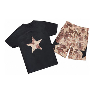 Ensemble de 2 t-shirts pour hommes en coton respirant, impression de logo personnalisée OEM, ensemble complet, été, streetwear décontracté - Product Image 1