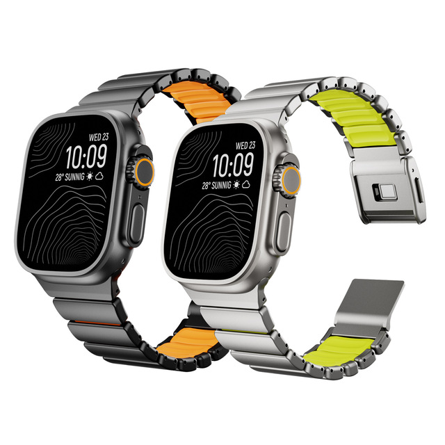 Luxury Titanium Alloy Band for apple Watch Ultra Silicone Strap Magnetic Buckle Stainless Steel 42-49mm Watch Bands