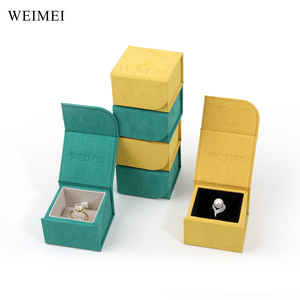 Boîte à bijoux en velours vert WEIMEI avec rabat magnétique, pour bagues, boucles d'oreilles, colliers, boîte de présentation de bijoux pliable en velours - Product Image 1