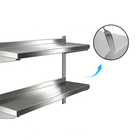 Fabricant du Shandong – Étagère de rangement murale pliante double couche en acier inoxydable 304 pour buffet commercial, résistante à la corrosion