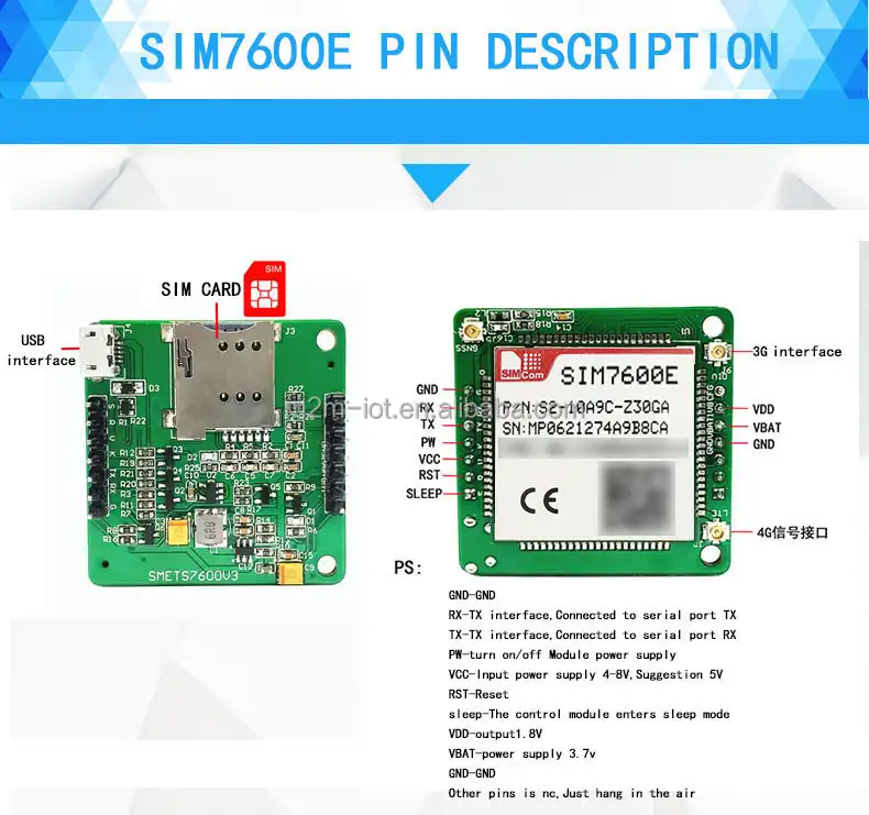 SIMCOM SIM7600E çekirdek kurulu + GPS anten LTE-FDD LTE-TDD GSM GPRS kenar LTE Cat-1 modülü SIM7600E Breakout geliştirme kurulu