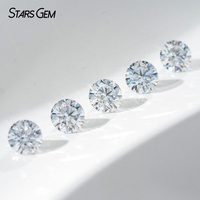 Moissanite synthétique de haute qualité, taille brillant ronde, couleur grise, pierre non montée