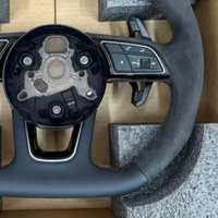 Volant en cuir personnalisé à fond plat, couleur cuir, pour Audi RS7 A4 B8.5 2016 A3 RS4 A4 A5 TT B6 S8 D4 S4 B8 B9 RS3