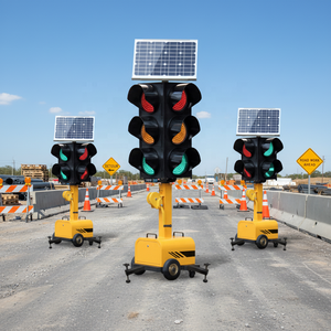 Feux <span class=keywords><strong>de</strong></span> <span class=keywords><strong>signalisation</strong></span> routière commerciaux mobiles à LED, feux <span class=keywords><strong>de</strong></span> <span class=keywords><strong>signalisation</strong></span> routière portables tricolores <span class=keywords><strong>de</strong></span> 200 mm avec système solaire - Product Image 1