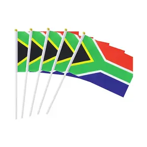High Quality Custom South Africa Hand Wave Flag Polyester Hand Flag Decoration Banners