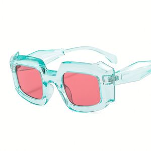 Custom Logo Vintage Unisex Colorful Oversized UV400 Jelly Color Big Frame Polygon Anti-Radiation Comfortable <b>Sunglasses</b> - Product Image 5