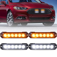 Luces Estroboscópicas de Montaje Superficial Raryloy Nuevas en Ámbar y Blanco para Camiones, Autos y Vehículos, Mini Luz Intermitente para Parrilla, Ultra Delgada, Impermeable IP65, 12V