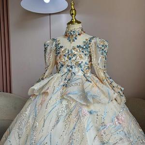 <span class=keywords><strong>Abito</strong></span> Formale per Ragazze, Design di Nicchia di Alta Gamma, Vestito da Principessa in <span class=keywords><strong>Tulle</strong></span> a Maniche Lunghe con Fiocco, Stile Sfilata - Product Image 4