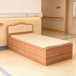 Tuoshengtai Hospital <b>Bed</b> Single Size Solid Wood Hand Crank Nursing <b>Bed</b> With Guardrails For Elderly Bedroom Use - Product Image 1