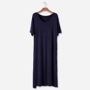 Woman Summer Solid Color Casual <strong>Dress</strong> Women Short Sleeve Quality Cotton Black <strong>v</strong> <strong>Neck</strong> <strong>Dress</strong> Women t Shirt Night Gown - Product Image 1