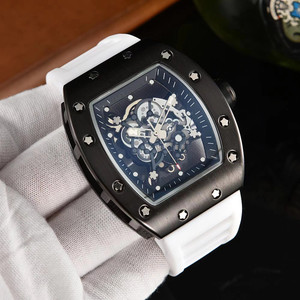Reloj de Cuarzo Richards, el Más Vendido, con Esfera Esqueletizada en Forma de Barril de Aleación de 43 mm, Correa de Acrílico y Pantalla con Agujas para Hombre - Product Image 5