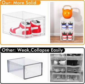 Stackable Magnetic Drop Front Single Tier Living Room <b>Shoes</b> Storage <b>Box</b> with Transparent Display and 17L Capacity for <b>Shoes</b> - Product Image 4