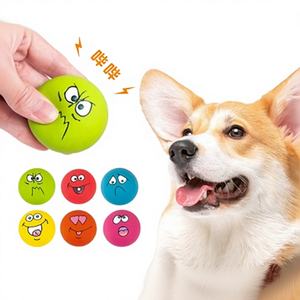 Palla Giocattolo per Cani con Suono, Giocattolo da Masticare in Gomma Resistente con Faccine Divertenti per la Dentizione dei Cuccioli, Gioco e Sollievo dall'Ansia - Product Image 2