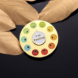 Plateau tournant coloré circulaire <span class=keywords><strong>Roulette</strong></span> émail dur broche dessin animé éléphant chat textes émotionnels broche Badges drôle je me sens Badge - Product Image 5