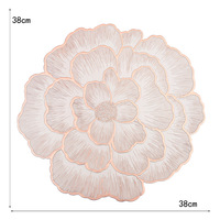 Set de table créatif pivoine style nordique, tapis décoratif de table à manger, sous-verres dorés pour la maison, tapis de repas en PVC antidérapant et imperméable