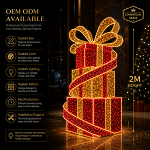 Boîte cadeau géante empilée de 2 m, idéale pour les fêtes, les halls d'hôtels, les centres commerciaux, les lieux photo, les célébrations, les décorations extérieures, motif lumineux LED, IP65, CE, RoHS - Product Image 3