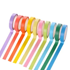 गर्म बिक्री रंगीन DIY सेट टेप कैंडी रंग ठोस रंग प्यारा और आसान आंसू टेप Washi कागज इंद्रधनुष टेप