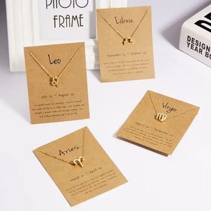 Déclaration de livraison directe bijoux délicats personnalisés pour femmes, colliers d'<span class=keywords><strong>horoscope</strong></span> mignons, signe du zodiaque en or, pendentif collier chaîne - Product Image 2
