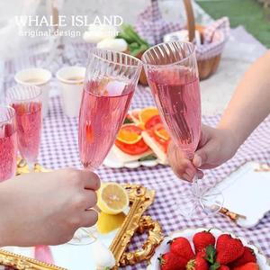 Disposable Thickened Stemmed Plastic Champagne Glass 210ml For Picnic Beverage Use - Product Image 2