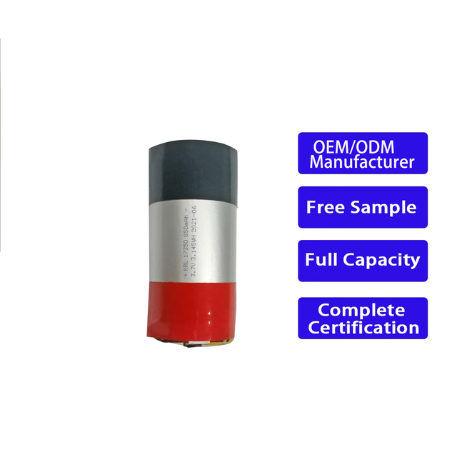 Factory Sales 3.7V Cylindrical 17350 Lithium Ion Battery 850mah Rechargeable Li Ion Battery