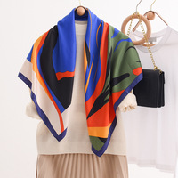 Nouvelle Collection 2026 – Foulard Carré Rétro Graffiti en Polyester, Coloré et Léger, pour Femme – Vente en Gros