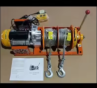 Treuil électrique 500-1000 kg avec embrayage, câble métallique de 30 m ou 60 m, double bobine, pour les industries de la construction et la vente au détail