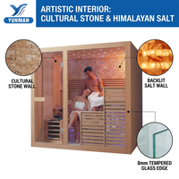 Sauna Inframerah untuk Penggunaan Luar & Dalam Ruangan, 4 Orang, Kayu Hemlock Solid, Desain Modern Stylish, Dapat Disesuaikan untuk Gym atau Apartemen