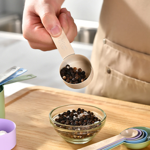 Juego de Tazas y Cucharas Medidoras de Acero Inoxidable Coloridas, Herramienta de Medición para Hornear, Cuchara Medidora de Cocina con Escala - Product Image 2