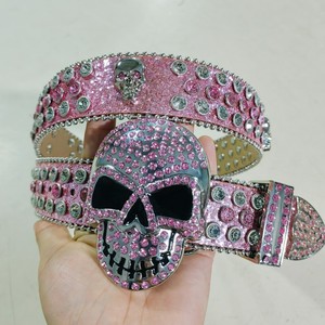 Boucle de ceinture large en alliage style punk rock avec strass brillants et motif tête de mort BB <span class=keywords><strong>Simon</strong></span> – Vente en gros - Product Image 1