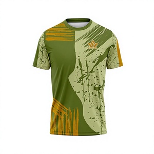 Camiseta Deportiva Verde con Estampado para Hombre, Manga Corta, Secado Rápido, Cuello Redondo, Tejido de Punto, 100% Algodón, Corte Regular, 320g, Impresión Digital, Atlética - Product Image 2