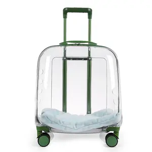 Pet Carrier With Wheels Breathable Transparent Cart For Cats And Dogs Travel