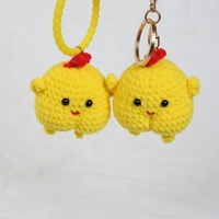 Mignonne petite poupée tricotée à la main de poulet-Charme de poulet au crochet en fil de dessin animé super adorable, joli pendentif de sac de petit animal