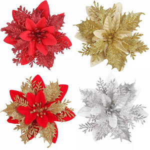 Flor Artificial <span class=keywords><strong>Grande</strong></span> Decoración Artificial Poinsettia Árbol <span class=keywords><strong>Grande</strong></span> Poinsettias con Purpurina Flores de Navidad - Product Image 3