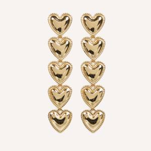 Boucles d'oreilles pendantes en forme de cœur en acier inoxydable doré, longueur 8 cm, bijoux de mode printemps-été - Product Image 1