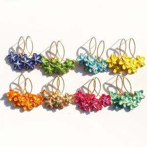 ต่างหูดอกไม้แฮนด์เมดสำหรับวันหยุดพักผ่อนของ2025ใหม่ต่างหูรูปดอกปาล์มสีสันสดใสน่ารักริมชายหาดสำหรับปาร์ตี้ของผู้หญิง - Product Image 3