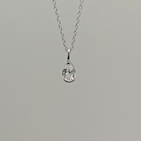 Collar con Colgante de Zafiro Blanco en Forma de Pera, Diseño Minimalista, Plata 925, Joyería Fina para Mujer