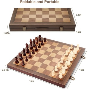 Adults Kids <strong>Chess</strong> <strong>Board</strong> Handmade Pieces Folding Portable Sets Game Wooden Set - Product Image 5